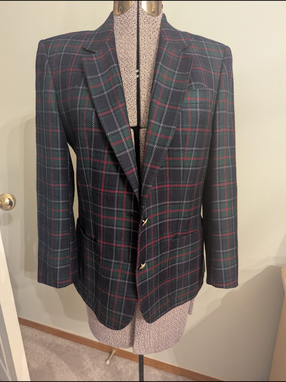 Women's Daks Signature Dark Green Plaid Tailored Blazer